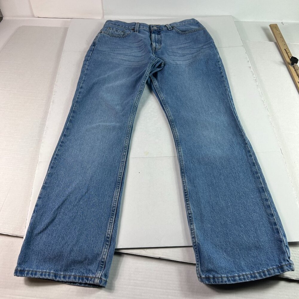 Y2K Levi's Jean Women 32x30* 515 Mid Rise Boot Cut Blue Faded Denim Tag 12M Miss